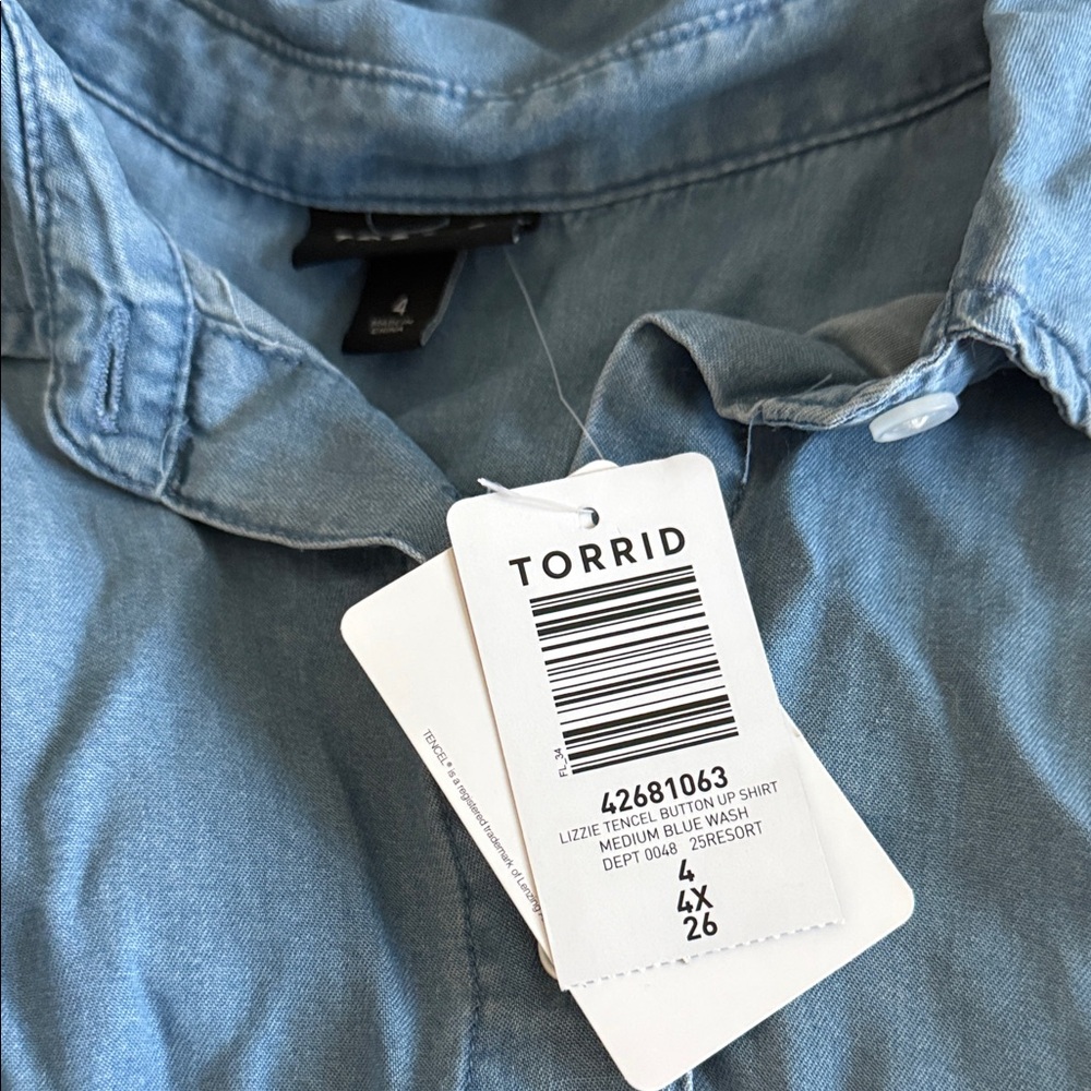 Torrid Light Blue Denim Shirt - Picture 2 of 4